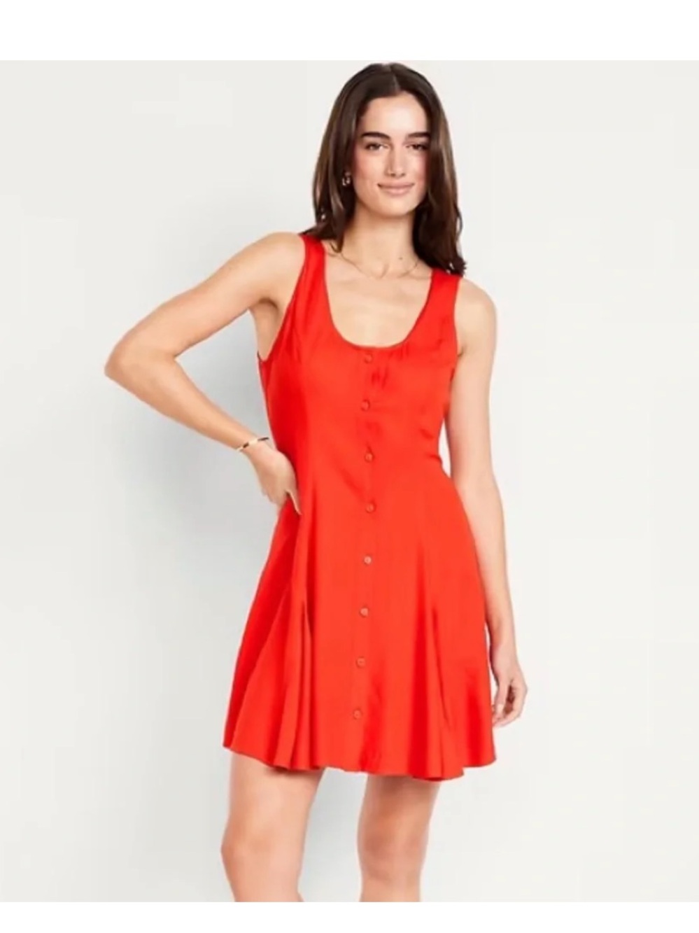 NWOT Old Navy Fit and Flare Red Button-Front Mini Dress